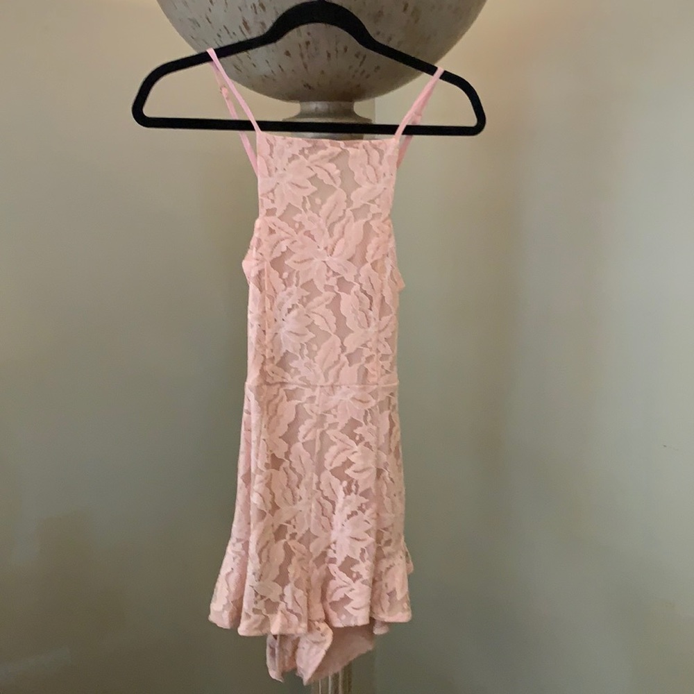 Pink lace romper